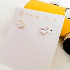 SOLD Dichroic  Kendra Scott Ari Heart Gold Earrings